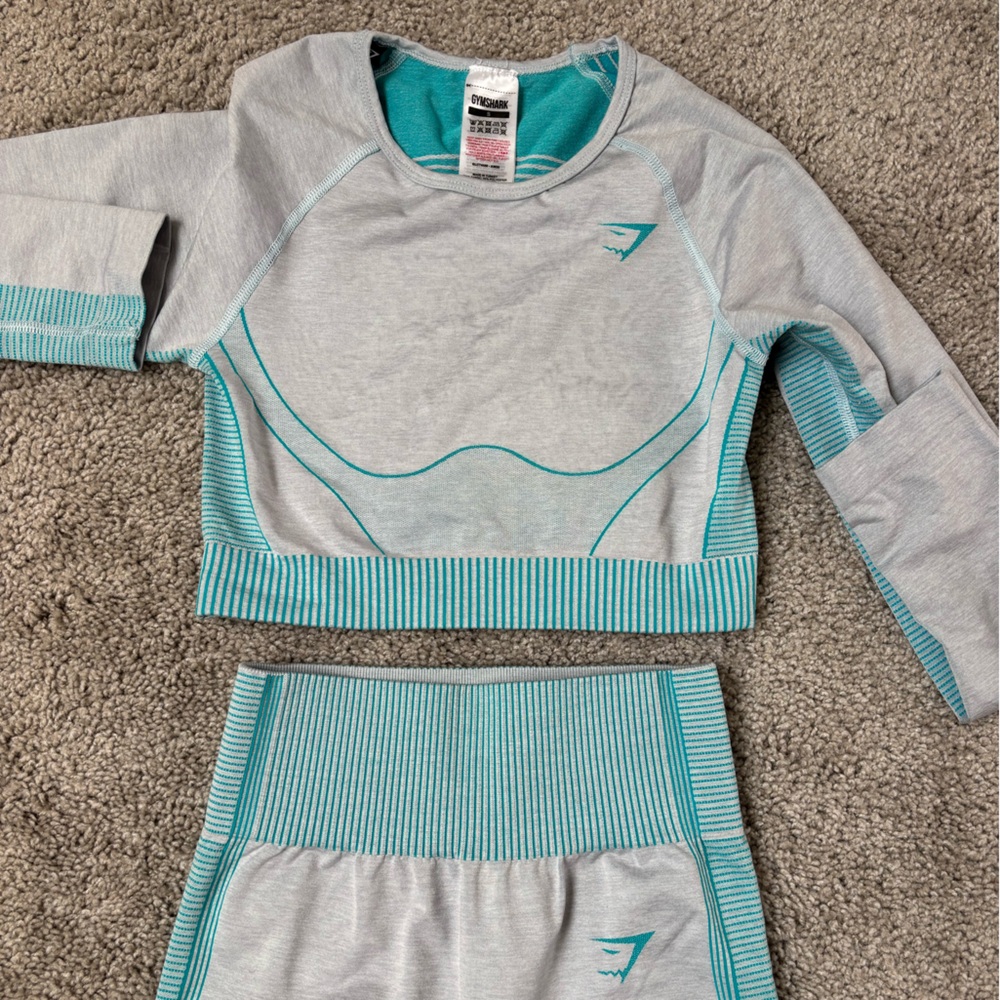 Gymshark Light Gray and Teal Set